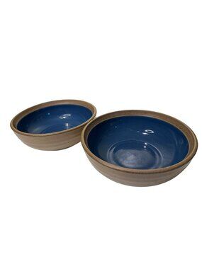 Noritake Madera Blue Stoneware Bowls Set of 2 Made in Japan Oven Safe